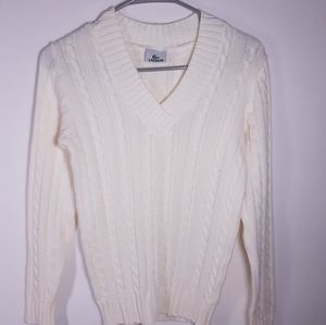 Lacoste cable knit sweater, Vneck,  cream color sm